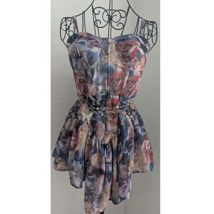 Cider Floral Watercolor Mini Dress in Lavender, Pink, Blue